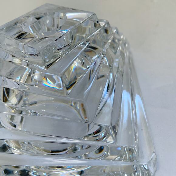 Two Vintage JG Durand Crystal Twisted Pyramid Candle Holders - Picture 5 of 12